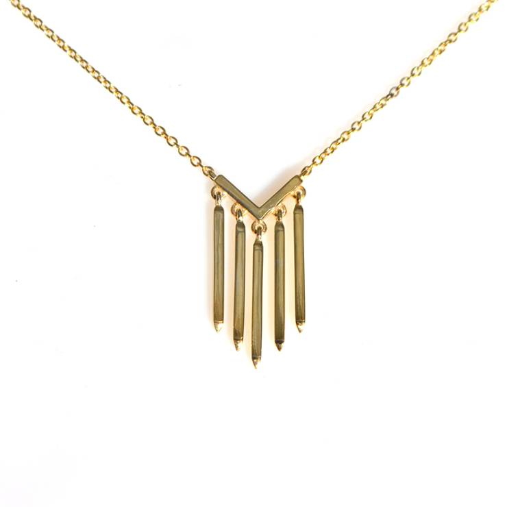V - Dangling 5 Bar Necklace