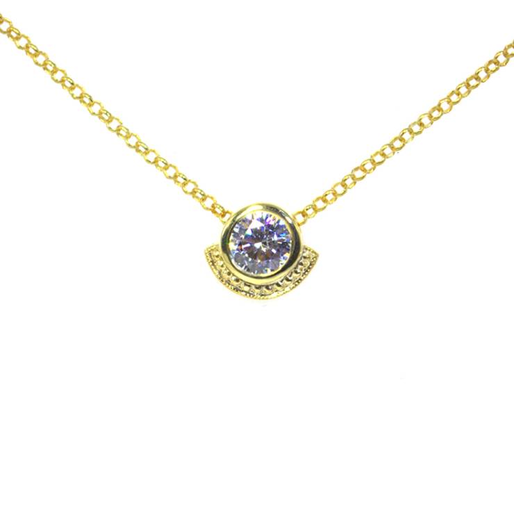 Bearded Round Slider Pendant - Colourless Stone