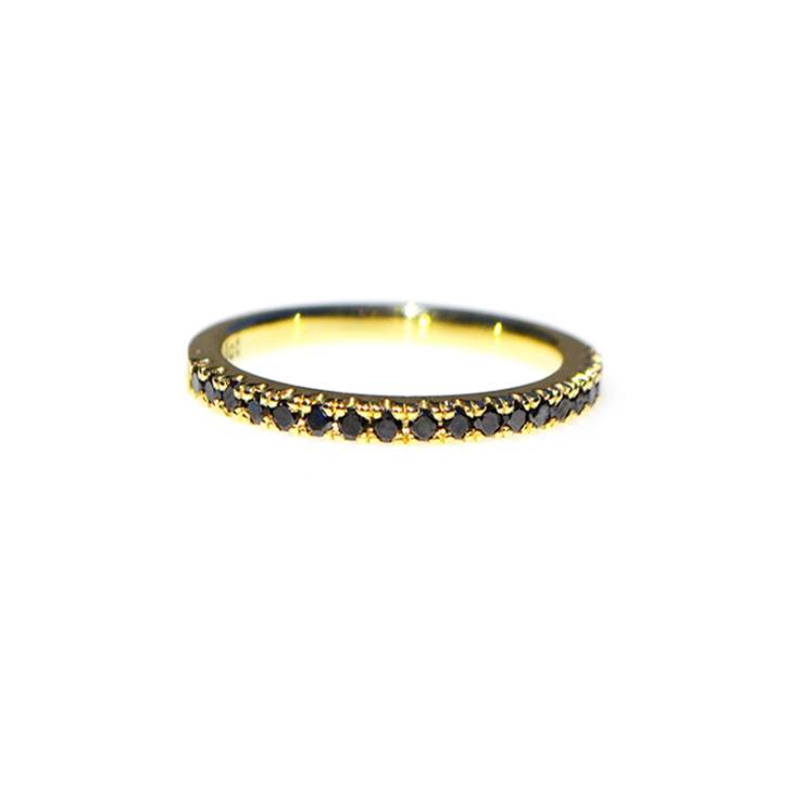 Split Claw Micropavé Band - Black Stone